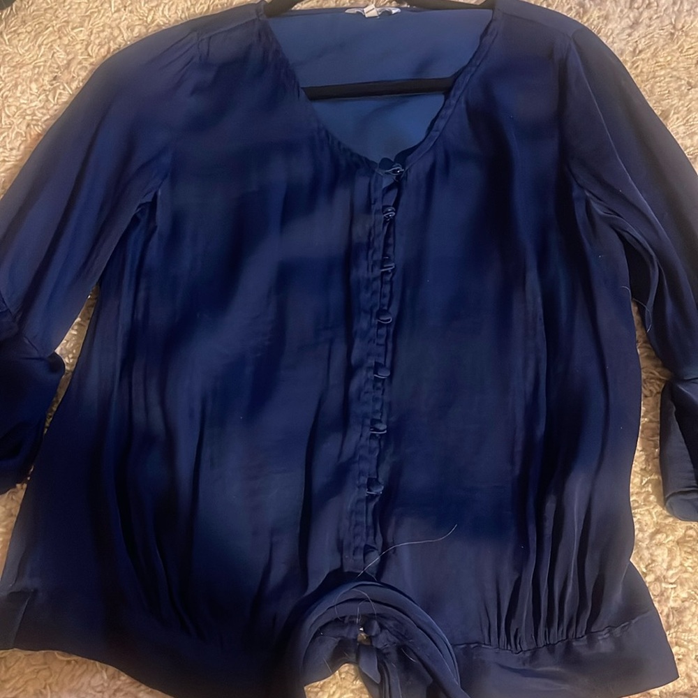 Long sleeve Navy Blue shirt with tie